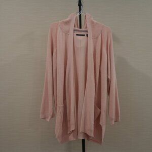Cyrus Hooded Open Front Cardigan, Light Pink, Size 3X